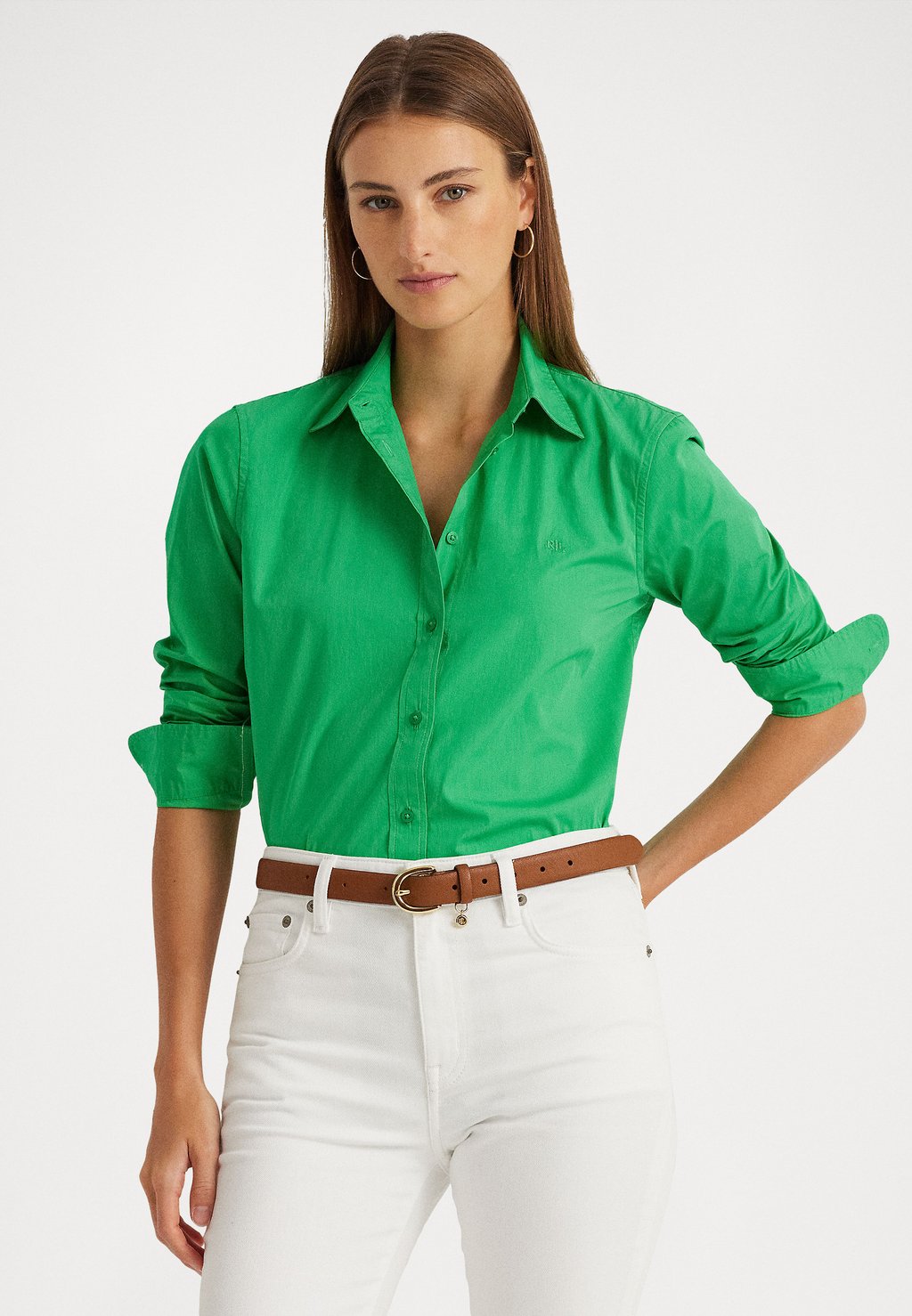 Рубашка Lauren Ralph Lauren РУБАШКА НА ПУГОВИЦАХ С ДЛИННЫМ РУКАВОМ JAMELKO, цвет green topaz цена и фото