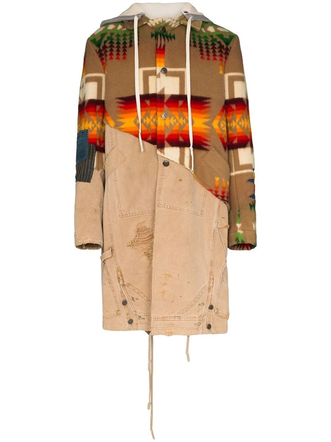 

Пальто 50/50 Navajo с капюшоном и узором Greg Lauren, коричневый