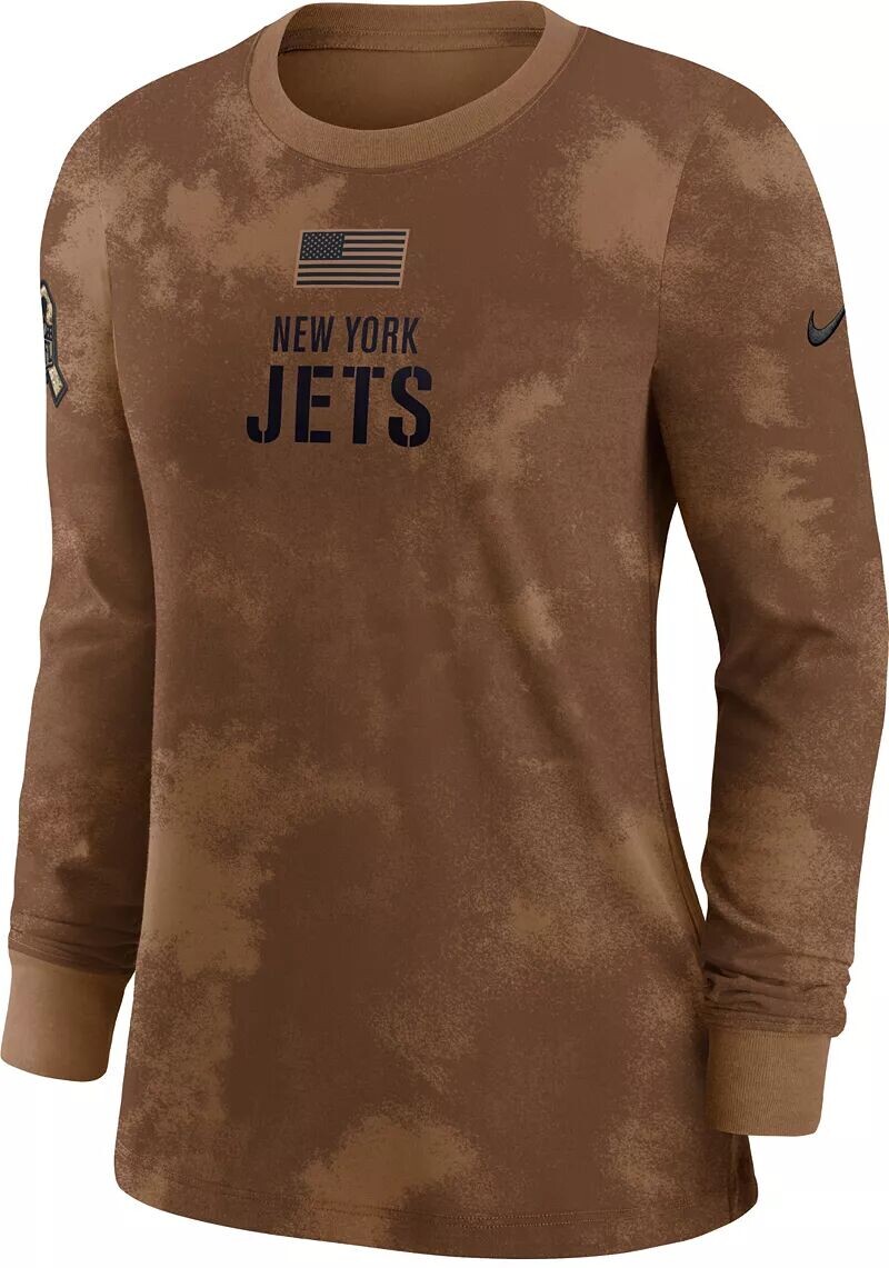 

Женская коричневая футболка с длинным рукавом Nike New York Jets 2023 Salute to Service