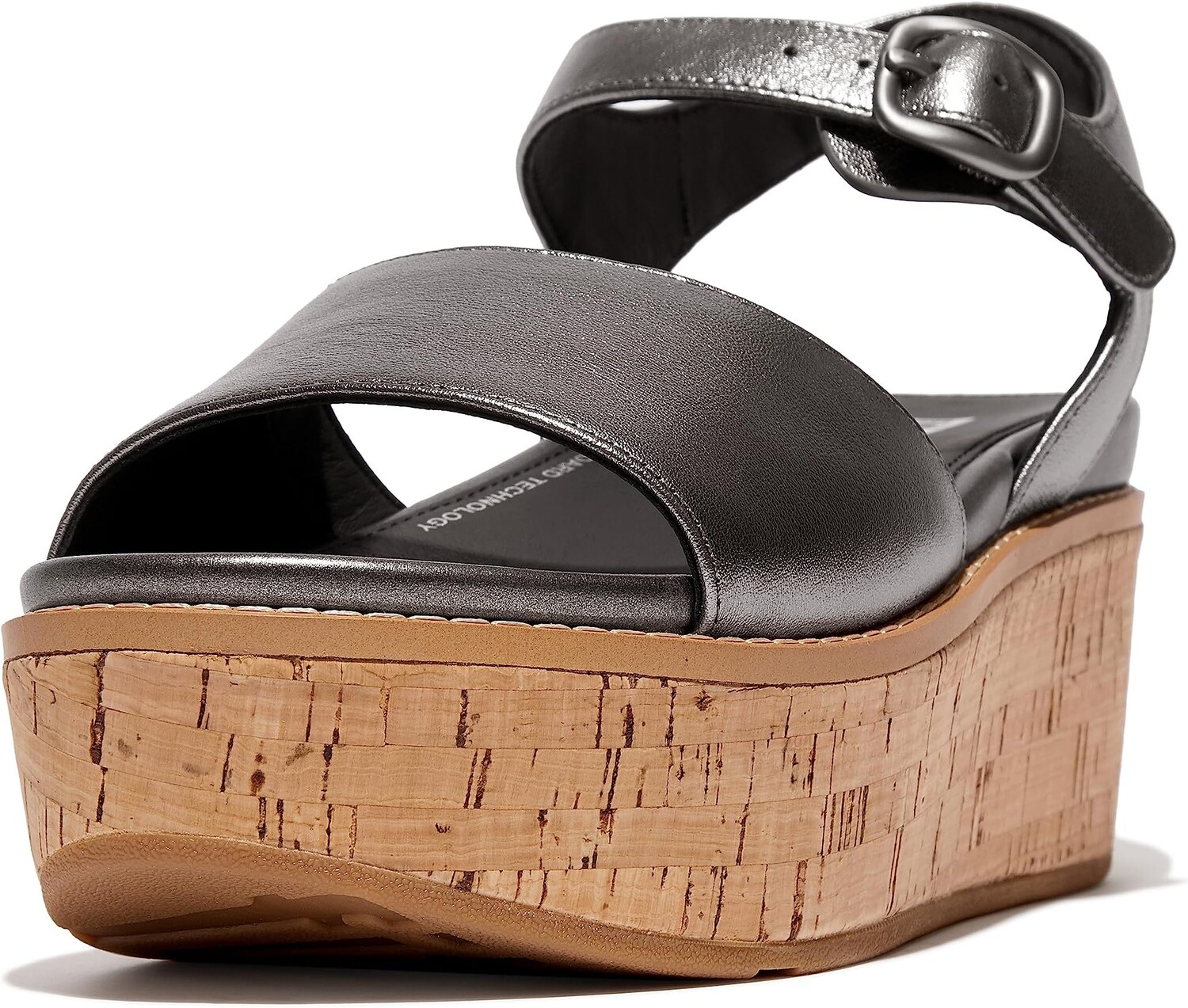 

Босоножки Eloise Cork-Wrap Leather Back-Strap Wedge Sandals FitFlop, цвет Classic Pewter Mix