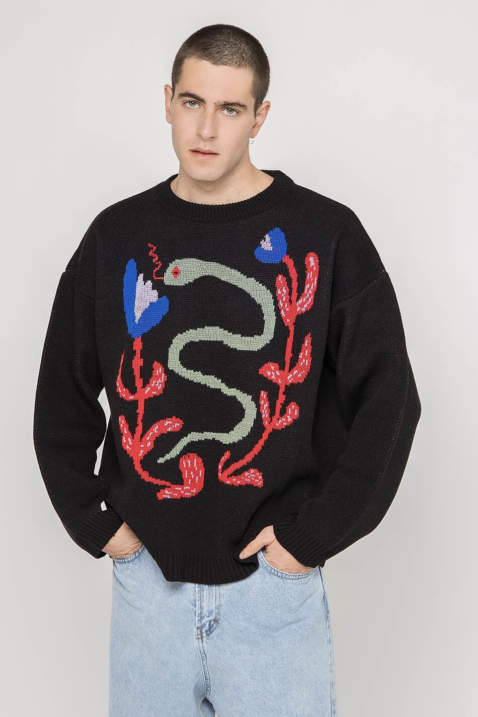 

Свитер SNAKE FLOWERS UNISEX Kaotiko, черный