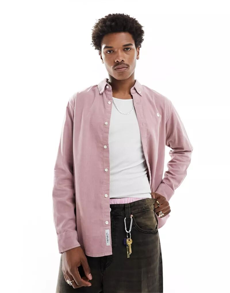 цена Розовая вельветовая рубашка Carhartt WIP Madison