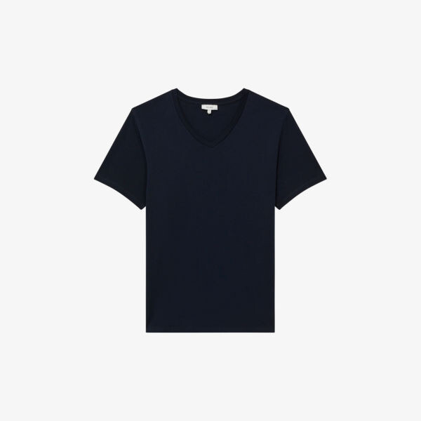 

Футболка Dayton из хлопкового джерси с V-образным вырезом Reiss, темно-синий