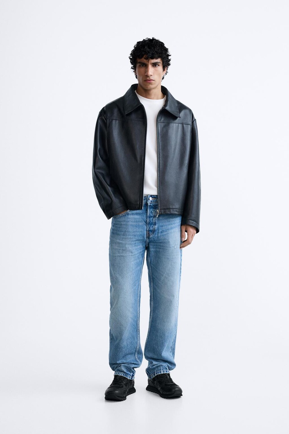

Кожаные кроссовки для бега ZARA, черный