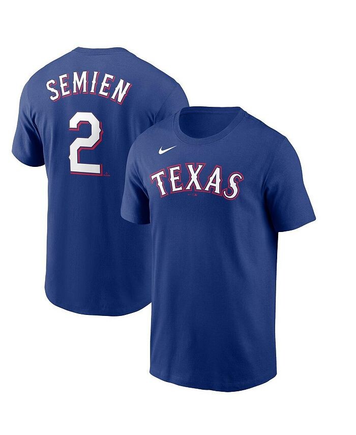 

Мужская футболка с именем и номером Marcus Semien Royal Texas Rangers Nike, синий