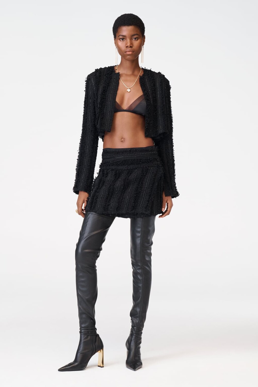 

Короткая фактурная куртка, ограниченная серия ZARA, черный