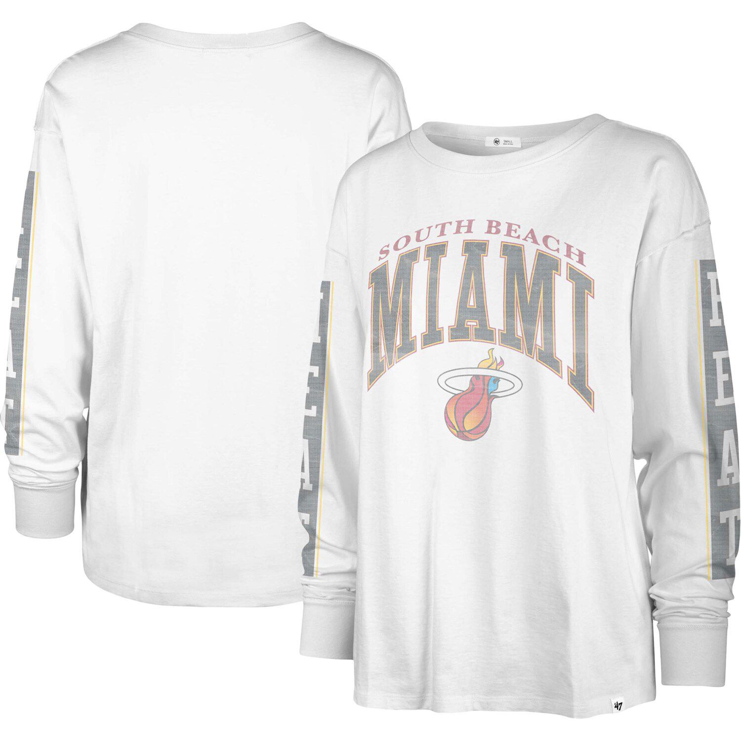 Женская белая футболка с длинным рукавом '47 Miami Heat City Edition SOA футболка женская miami 170 белая размер l