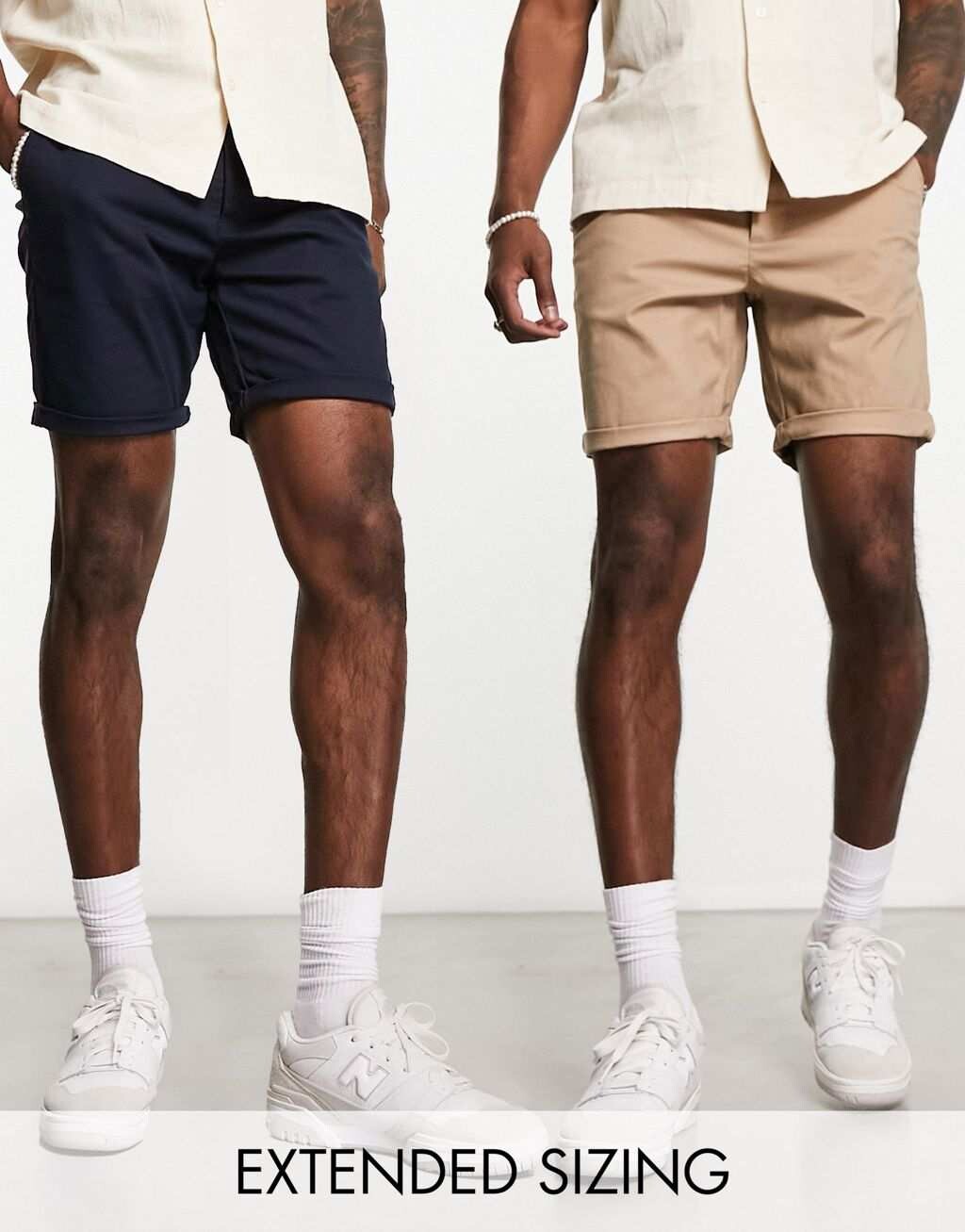 

Набор из двух узких шорт чинос средней длины ASOS DESIGN