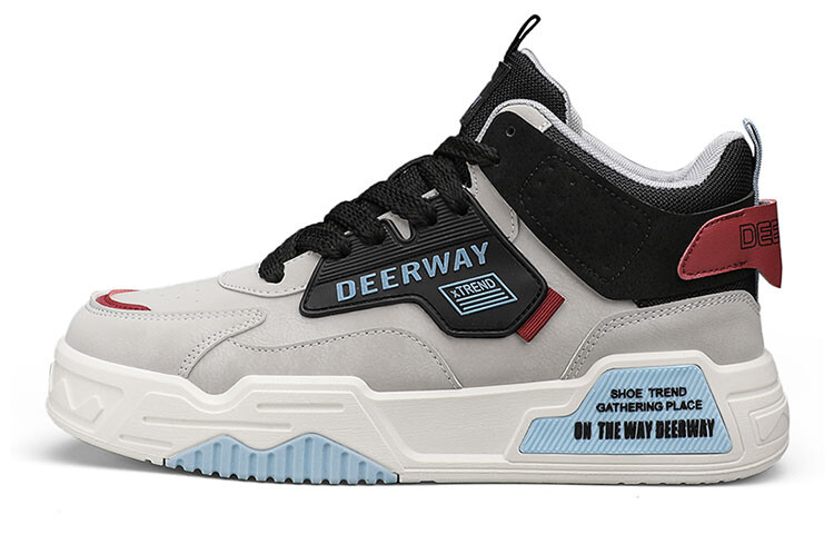 

Кроссовки DEERWAY Skateboarding Shoes Men Mid-top Gray Black Orchid, черный