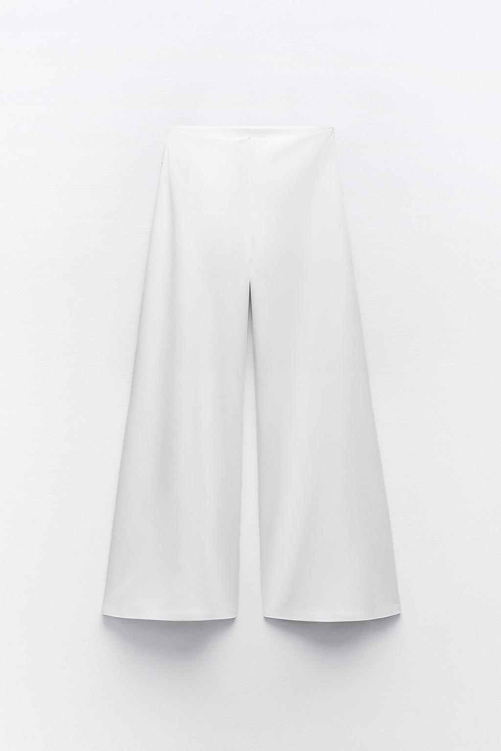 Широкие брюки ZARA, белый брюки женские прямые с завышенной талией базовые цветные непрозрачные драпированные повседневные белые брюки с широкими штанинами подхо