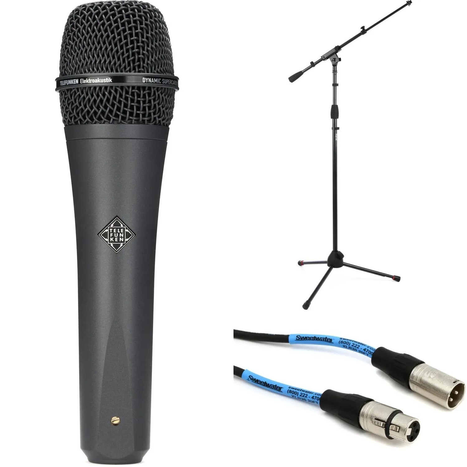 

Telefunken M81 Суперкардиоидный динамический ручной вокальный микрофон с подставкой и кабелем — серый
