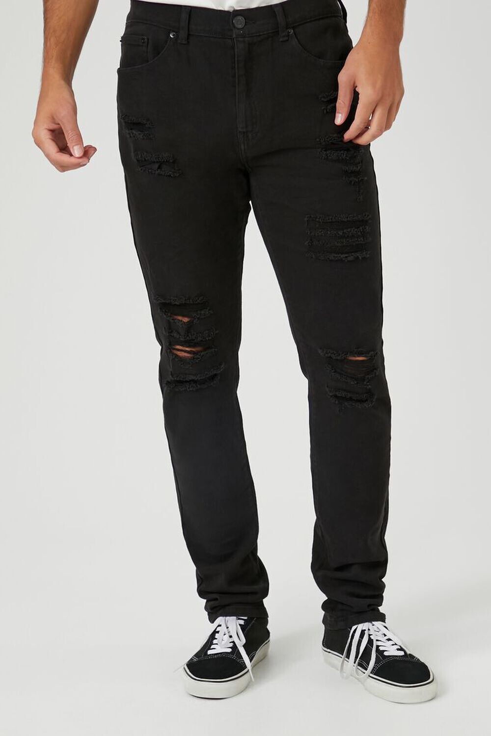 

Потертые джинсы скинни Forever 21, черный