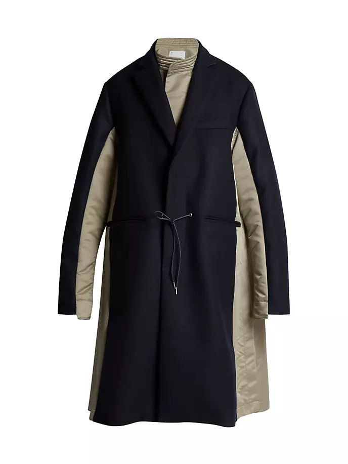 

Шерстяное пальто Melton Sacai, темно-синий