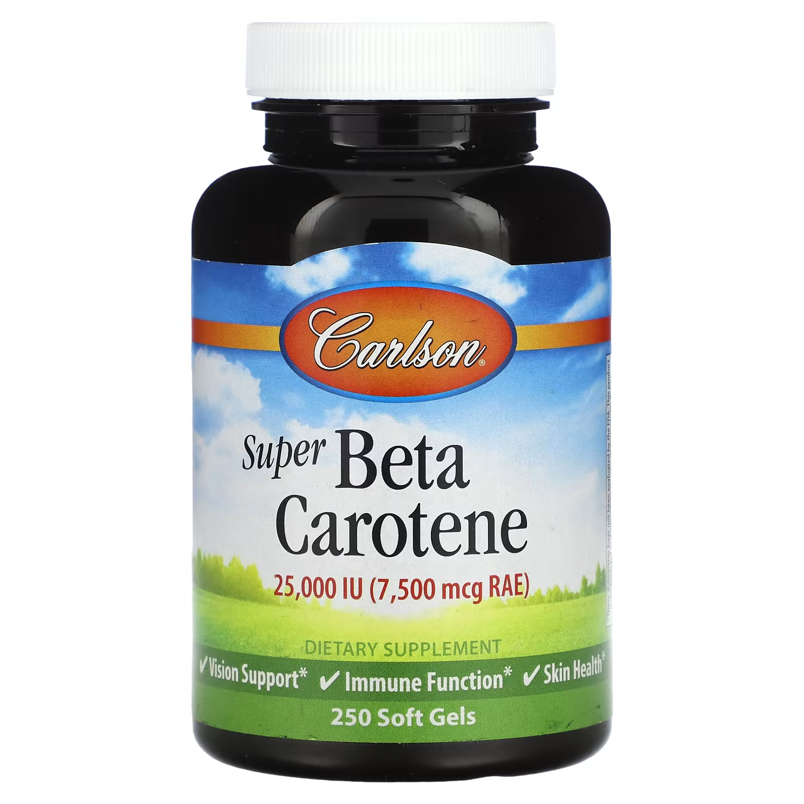 Carlson Super Beta Carotene 7500 мкг RAE (25 000 МЕ) 250 мягких таблеток carlson витамин a 7500 мкг rae 2500 ме 100 мягких таблеток