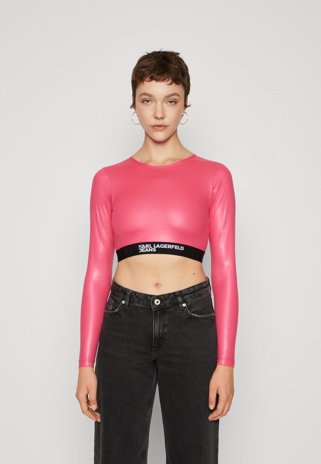 

Футболка с длинными рукавами Cropped Bodycon Karl Lagerfeld, цвет cabaret