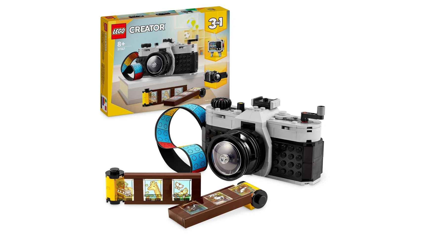 Lego Creator 3in1 Игрушка с камерой в стиле ретро, ​​3 модели, украшения lego creator набор обитатели морских глубин 3 в 1 для детей от 7 лет и старше