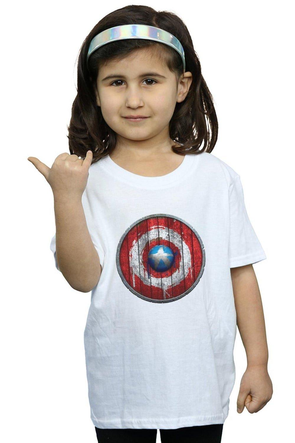 Хлопковая футболка с деревянным щитом «Капитан Америка» Marvel, белый хлопковая футболка с логотипом капитан америка marvel белый