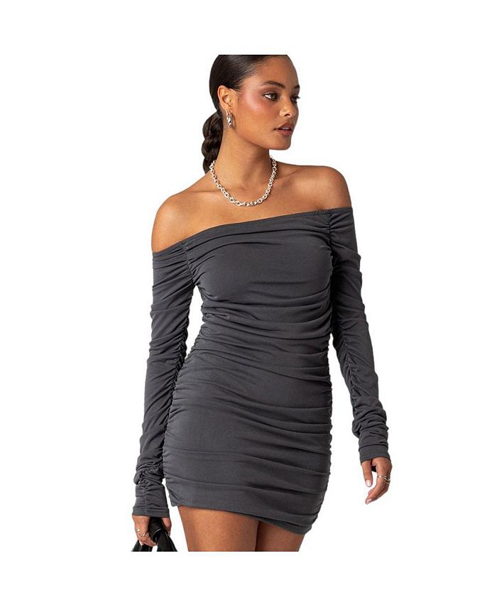 цена Женское мини-платье Cyra со сборками Edikted, серый