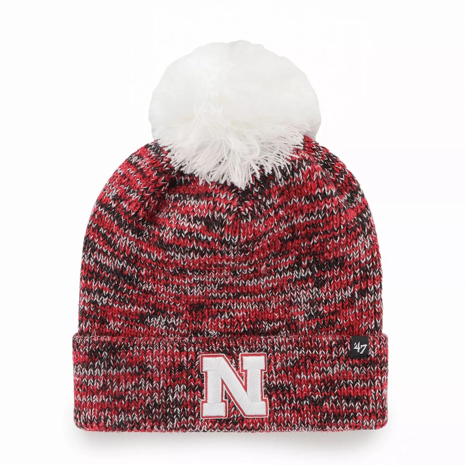 

Женская вязаная шапка Scarlet Nebraska Huskers '47 с тройным крестом и манжетами с помпоном