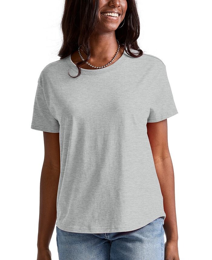 

Женская свободная футболка Originals из хлопка с короткими рукавами Hanes, серый