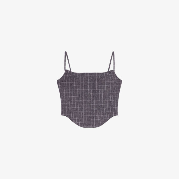 

Топ Loceyln из эластичной ткани в клетку с квадратным вырезом Maje, цвет noir / gris