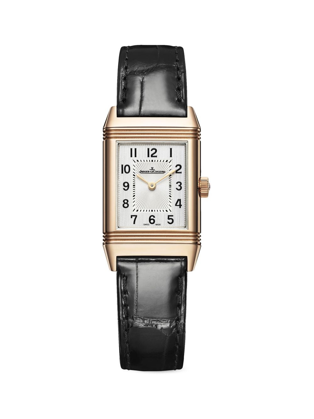 

Часы Reverso Classic из 18-каратного розового золота и кожи аллигатора с ремешком Jaeger-LeCoultre, черный