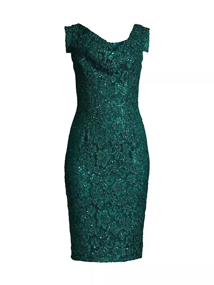 цена Кружевное платье-футляр Jackie O Black Halo, цвет jungle gem