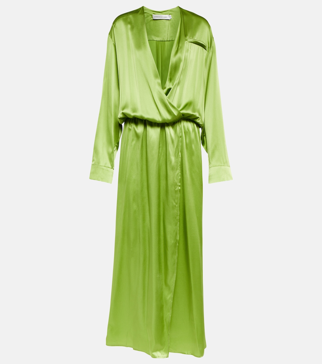 Шелковое платье-рубашка с принтом CHRISTOPHER ESBER, зеленый
