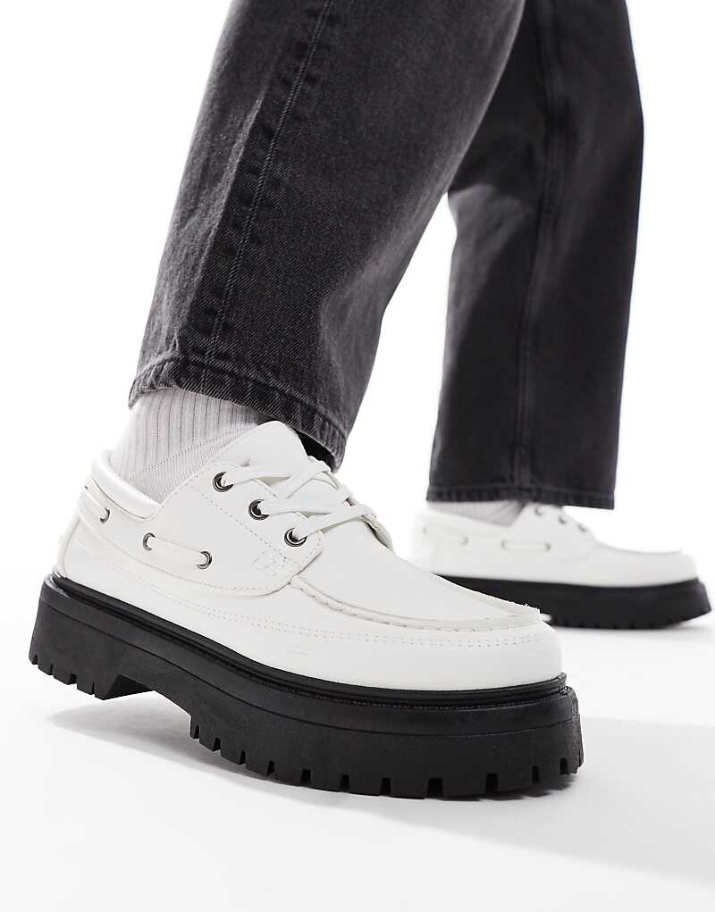 

ASOS DESIGN – Белые туфли на шнуровке на толстой подошве