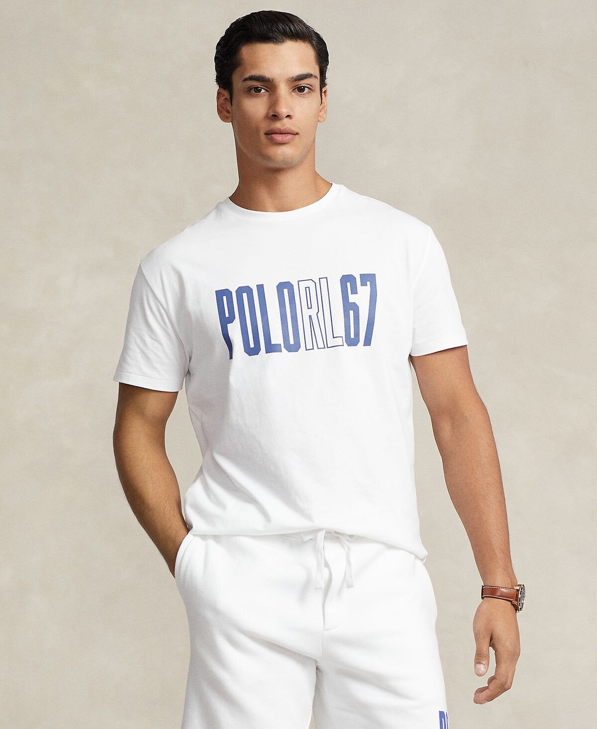 

Мужская хлопковая трикотажная футболка классического кроя с логотипом Polo Ralph Lauren