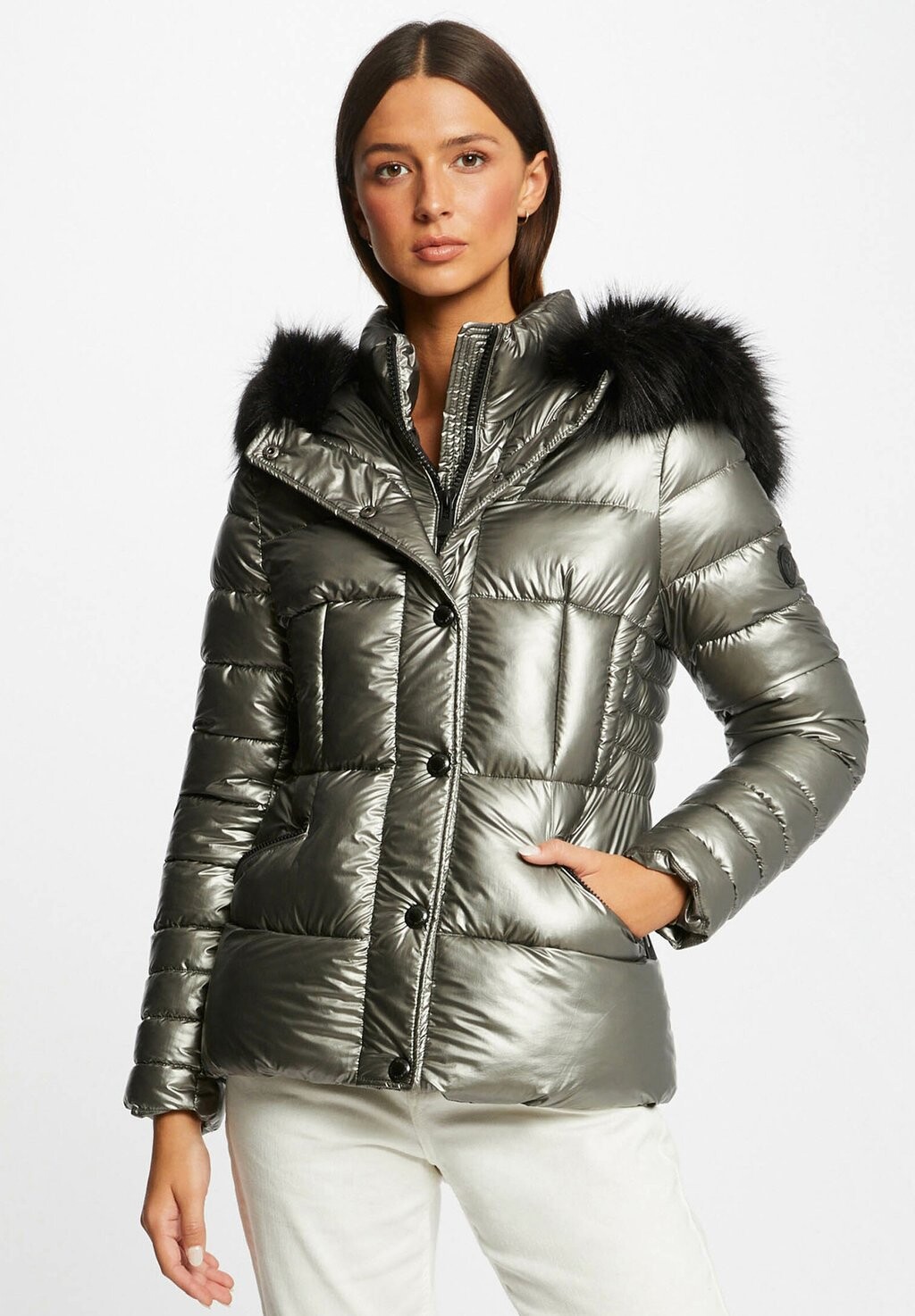 

Зимняя куртка Morgan METALLISED WAISTED PADDED, цвет mottled grey