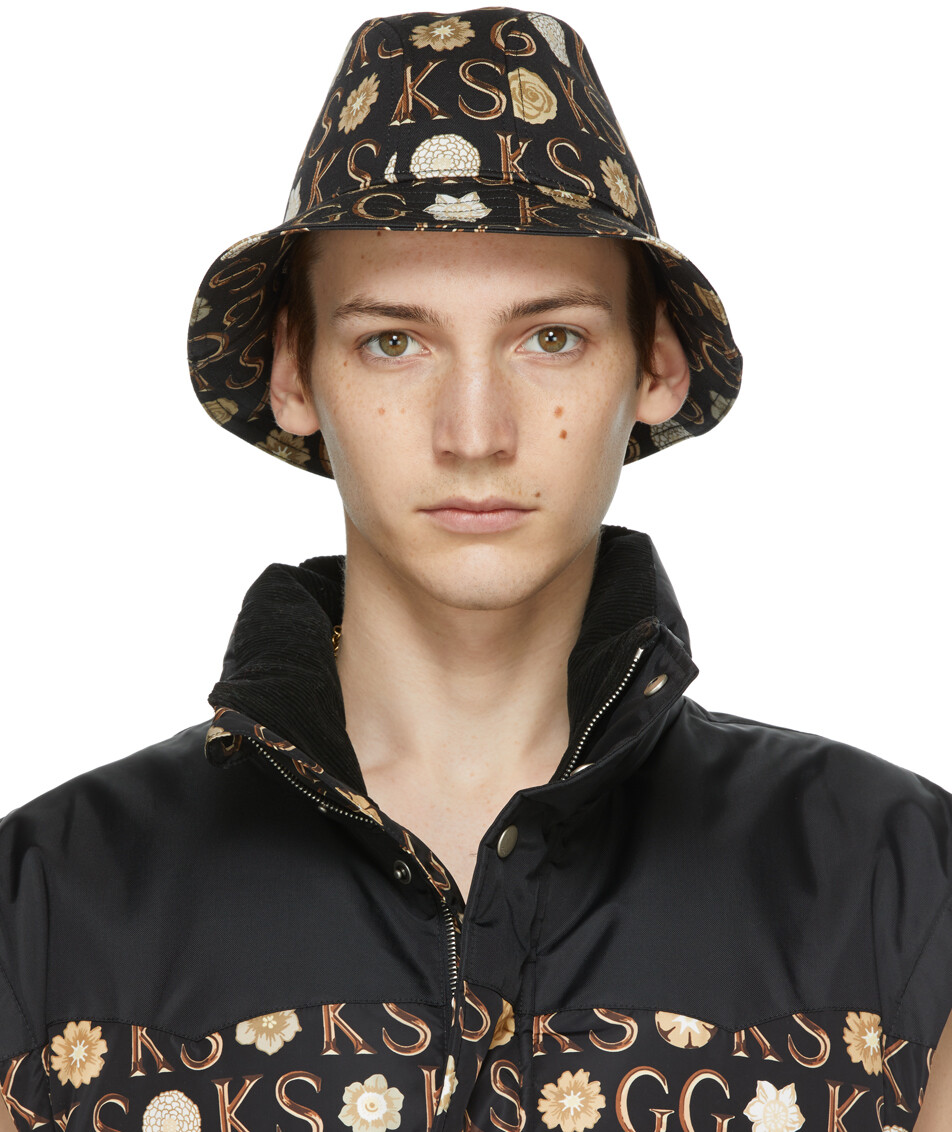 

Черная панама с цветочным принтом Ken Scott Edition Gucci