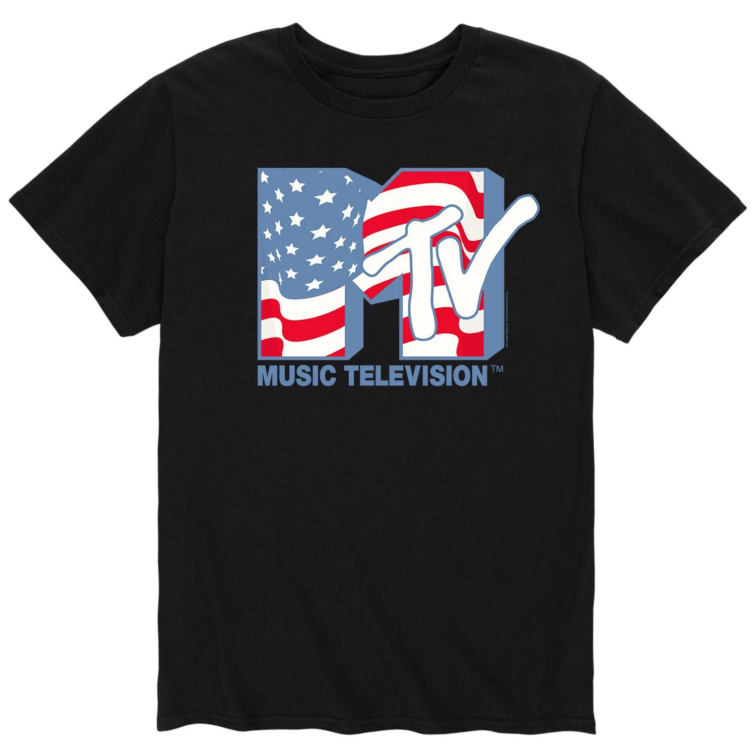Мужская футболка с американским флагом MTV и логотипом MTV Licensed Character