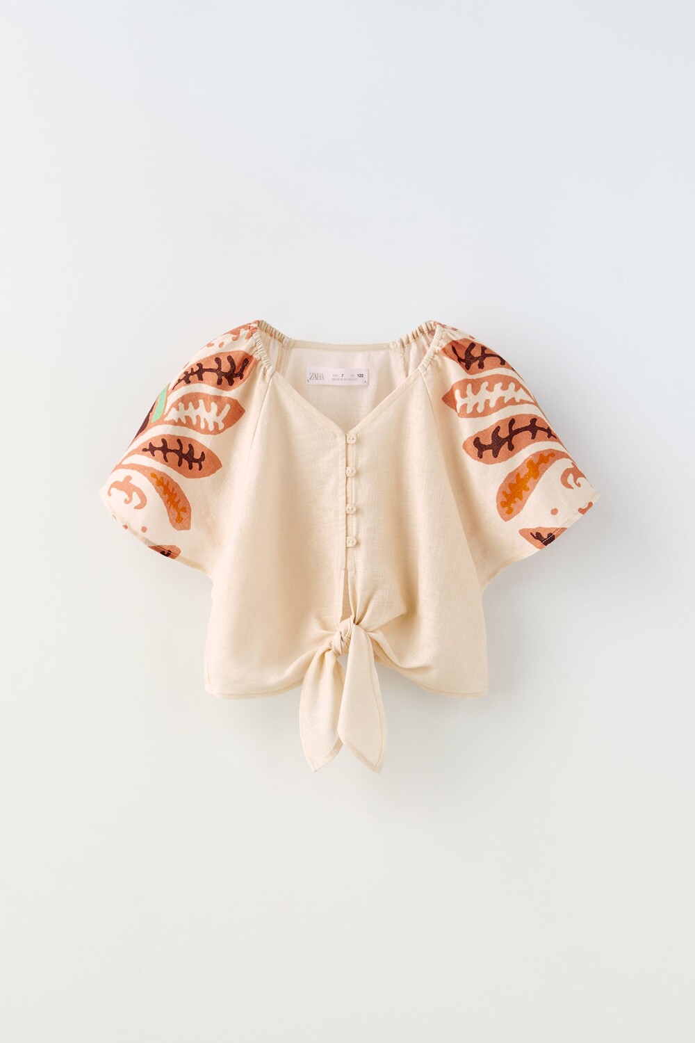 

Рубашка из льна с узлами Zara, песок