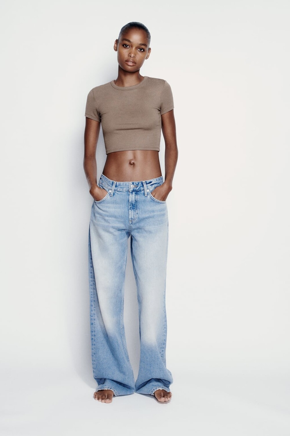 

Укороченный топ ZARA, норковый