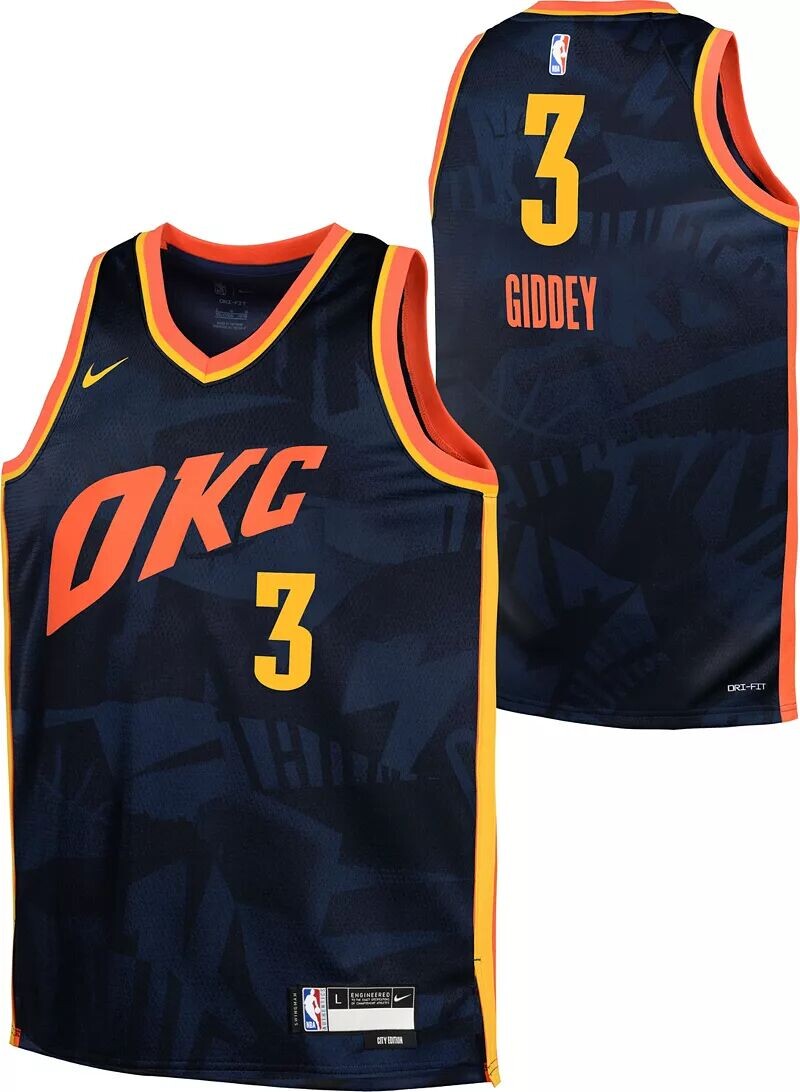 

Темно-синяя майка Nike Youth 2023-24 City Edition Oklahoma City Thunder Джоша Гидди #3