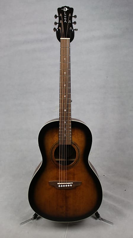 Акустическая гитара Luna Art Vintage Parlor Solid Top Acoustic-Electric Guitar Distressed Vintage Brownburst