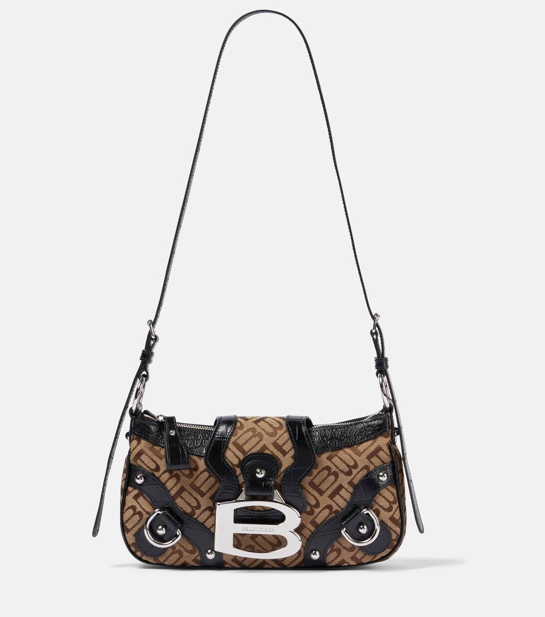 

Сумка на плечо Essex Small из жаккарда Balenciaga, цвет ebony/beige/black