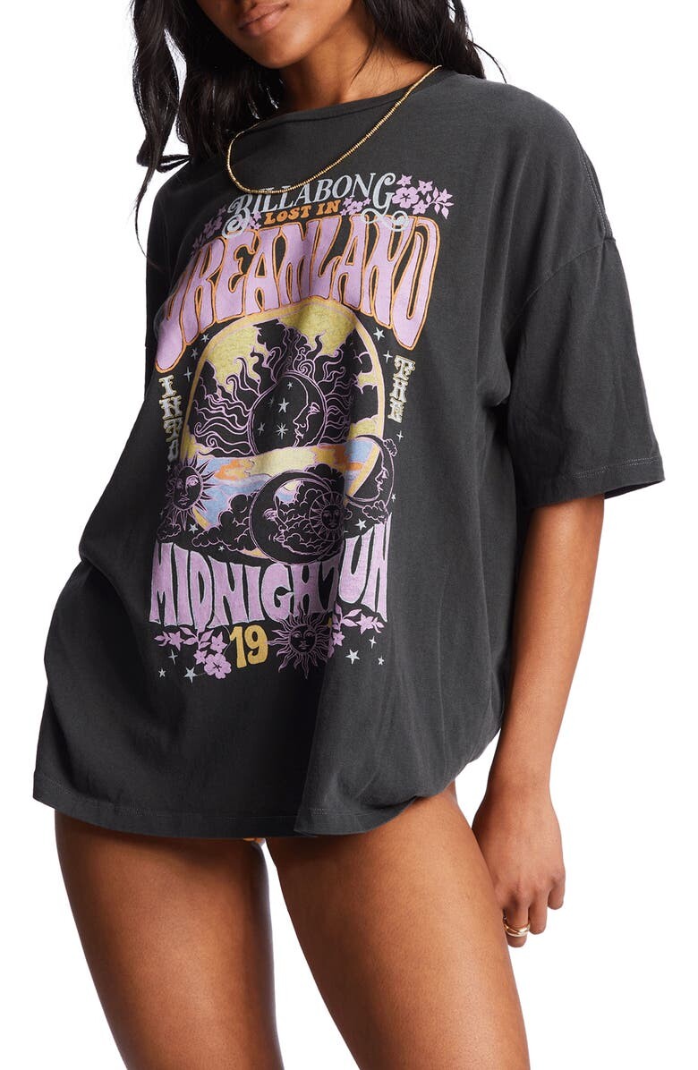 

Хлопковая футболка оверсайз с рисунком Dreamland BILLABONG, черный