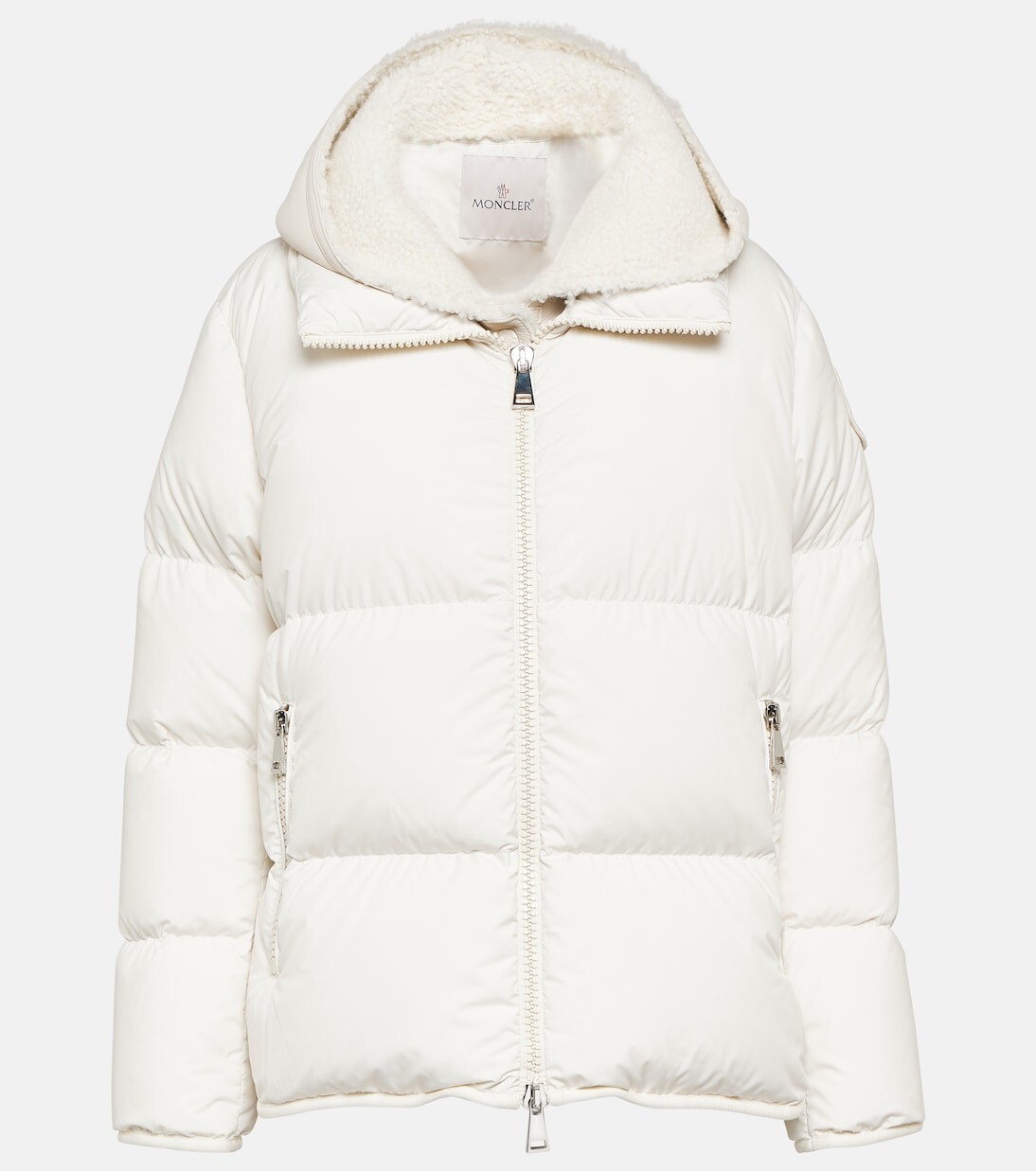 

Пуховик labbe с отделкой из овчины Moncler, белый