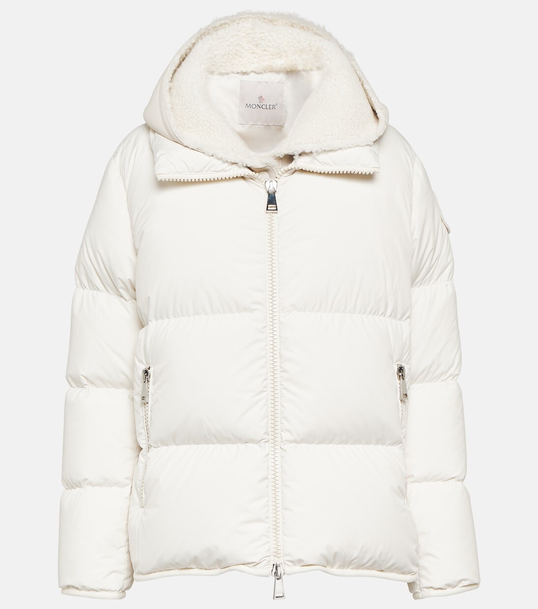 Пуховик labbe с отделкой из овчины Moncler, белый