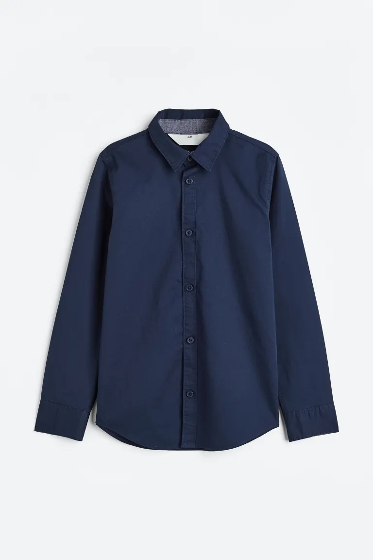 Хлопчатобумажную рубашку H&M, синий хлопчатобумажную рубашку h