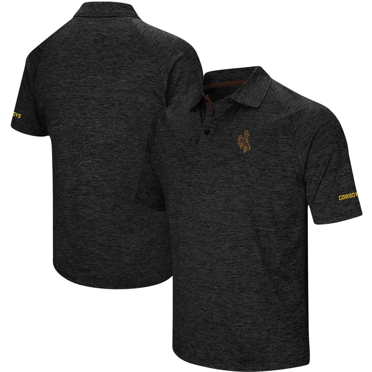 

Мужская футболка Colosseum Heathered Black Wyoming Cowboys Primary Logo Down Swing Polo Raglan