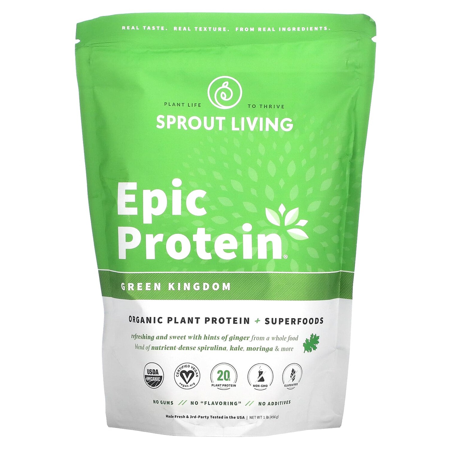 

Epic Protein, органический растительный протеин и суперпродукты, Green Kingdom, 455 г (1 фунт), Sprout Living