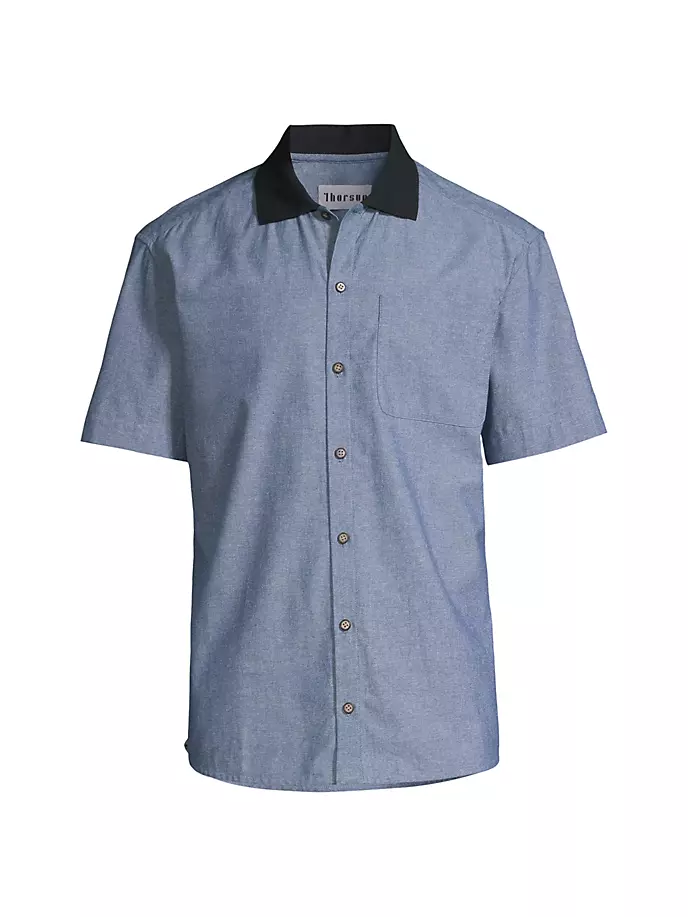 цена Современная хлопковая рубашка с короткими рукавами Thorsun, синий