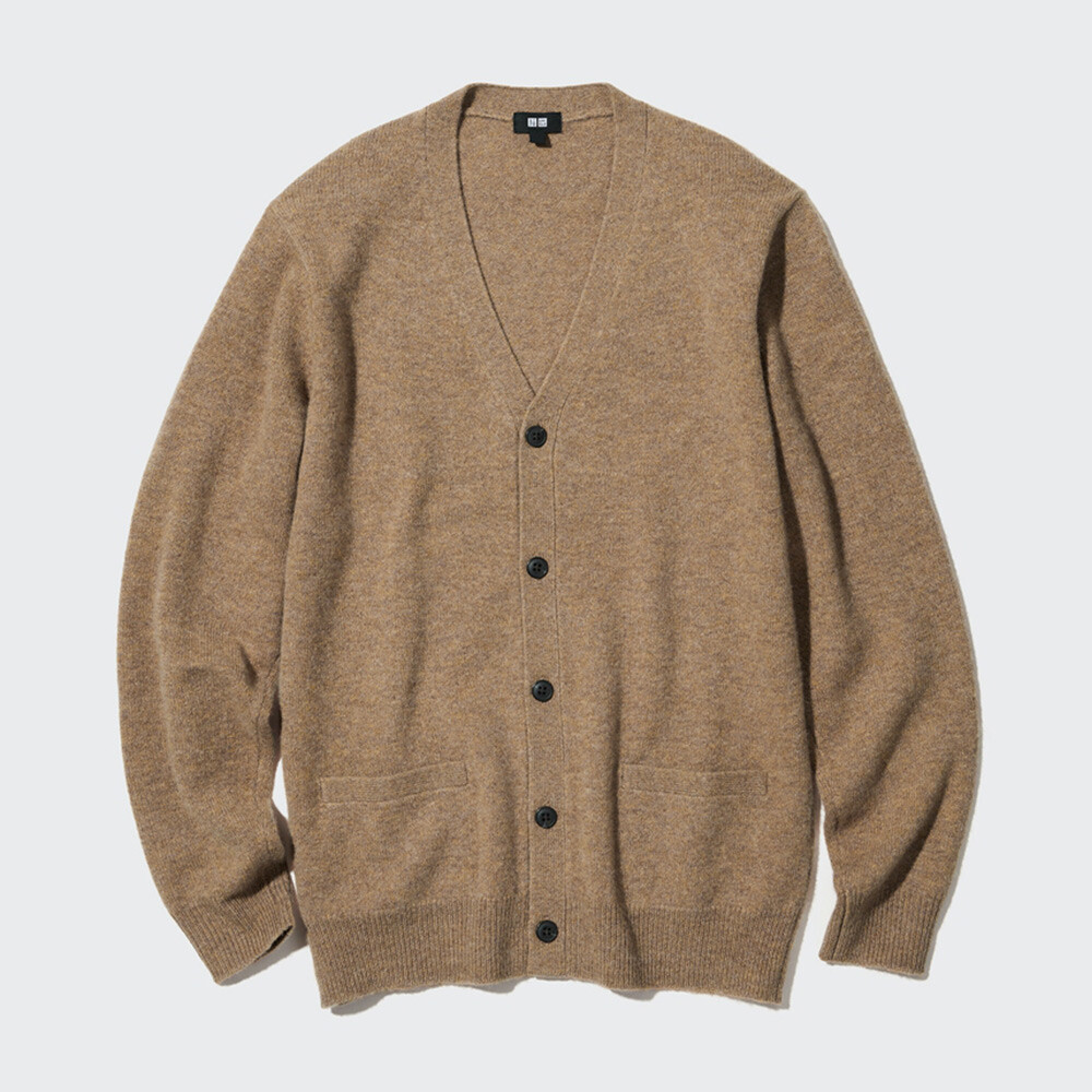 

Uniqlo мужской/женский вязаный кардиган из мягкой шерсти с V-образным вырезом (свитер с длинными рукавами осень-зима)