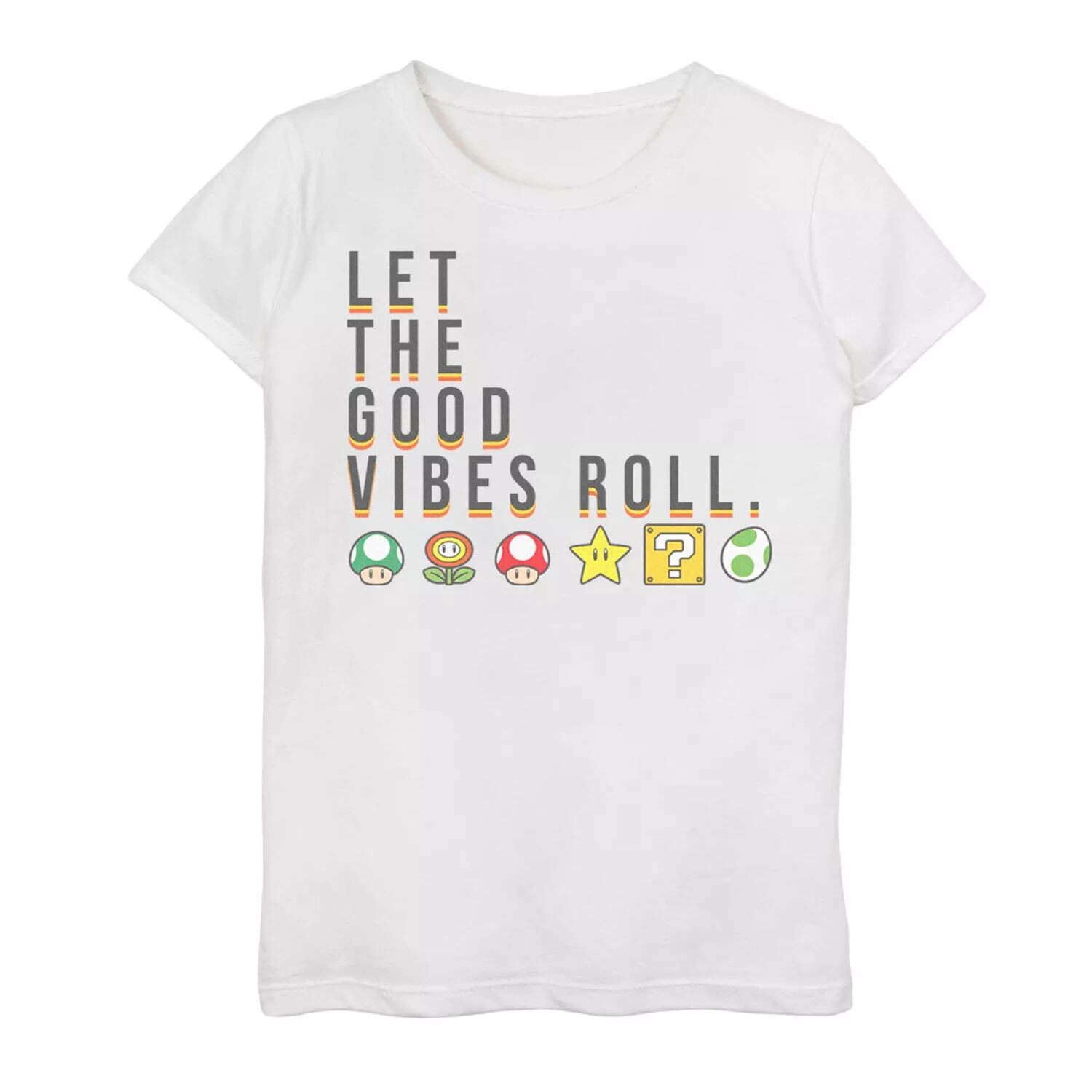 

Футболка Nintendo Super Mario Items Good Vibes с рисунком для девочек 7–16 лет Licensed Character, белый