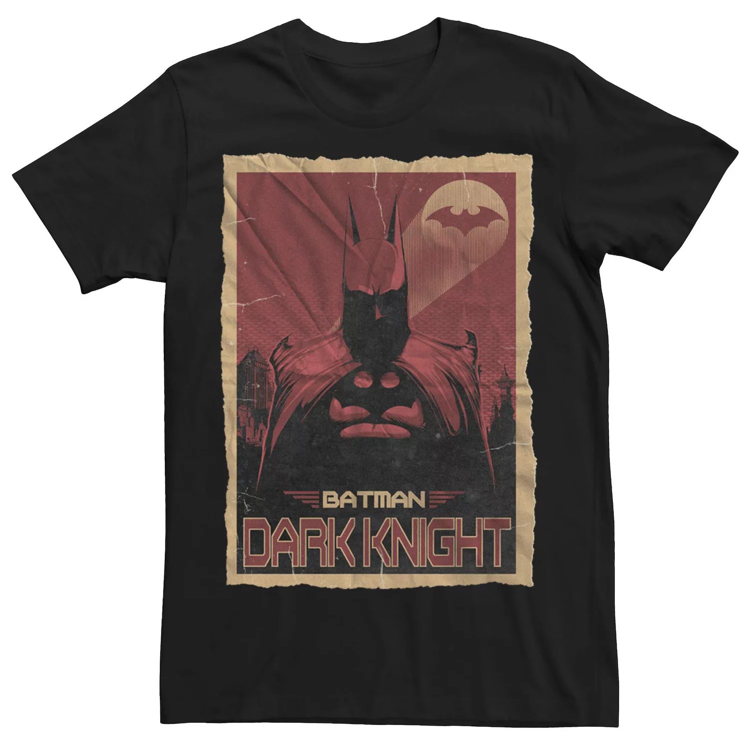 мужская футболка с коллажем бэтмен темный рыцарь готэма dc comics Мужская футболка с плакатом «Бэтмен Темный рыцарь» DC Comics