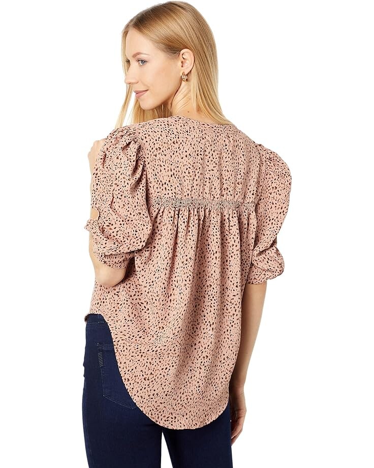 

Блуза Bishop + Young Rachel Ruched Sleeve Blouse, цвет Blush Animal