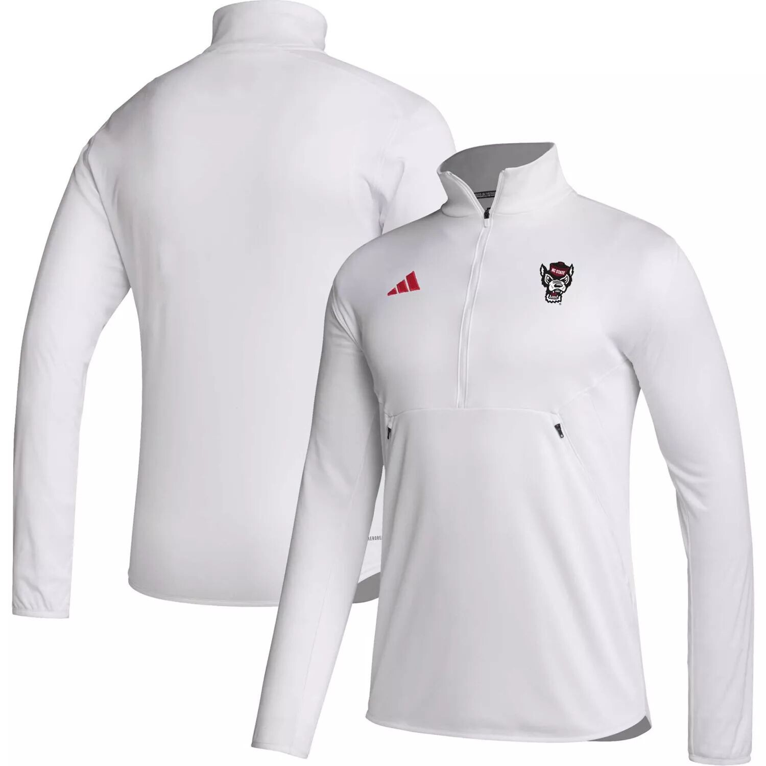 

Мужская белая футболка с молнией до половины длины NC State Wolfpack 2023 Sideline AEROREADY adidas, Белый
